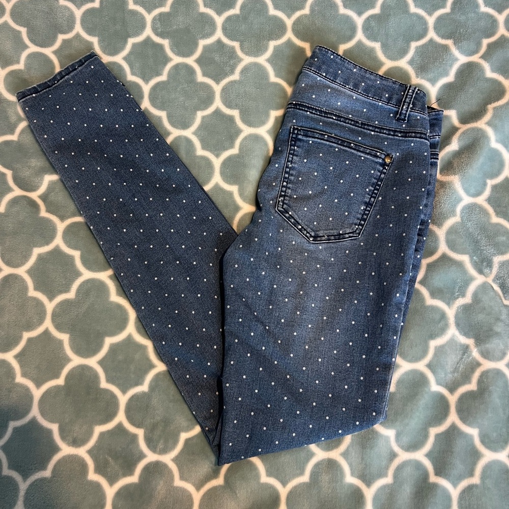 Forever 21 Women's Blue Polka Dot Jeans